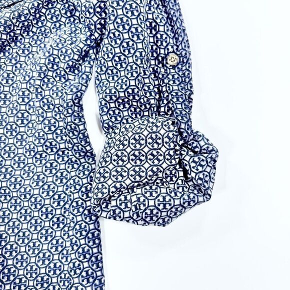 Tory Burch lightweight sheer pattern button down blouse M - Picture 4 of 13